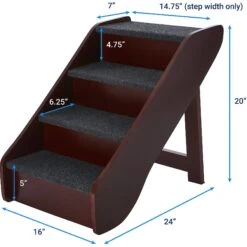 Frisco Deluxe Foldable Wooden Carpeted Cat & Dog Stairs -Dog Supplies Sale 156781 PT3. AC SS1800 V1569621868