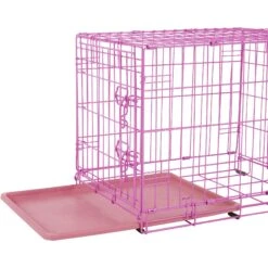 Frisco Fold & Carry Single Door Collapsible Wire Dog Crate, Pink -Dog Supplies Sale 160806 PT3. AC SS1800 V1561066324