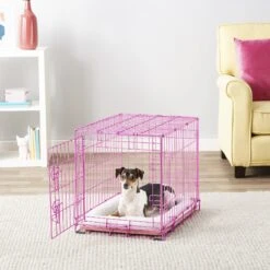 Frisco Fold & Carry Single Door Collapsible Wire Dog Crate, Pink -Dog Supplies Sale 160806 PT6. AC SS1800 V1561066044