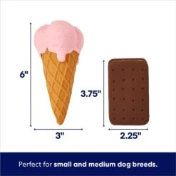 Frisco Ice Cream Sandwich & Ice Cream Cone Latex Squeaky Dog Toy -Dog Supplies Sale 213840 PT1. AC SS1800 V1695748409