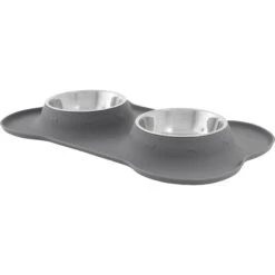 Frisco Silicone Stainless Steel Double Diner Dog & Cat Bowl