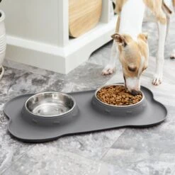 Frisco Silicone Stainless Steel Double Diner Dog & Cat Bowl -Dog Supplies Sale 215990 PT7. AC SS1800 V1605658625