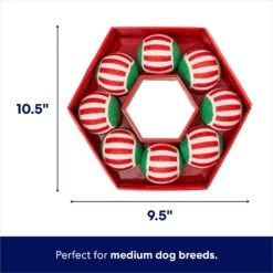Frisco Holiday Wreath Fetch Squeaky Tennis Ball Dog Toy -Dog Supplies Sale 233189 PT1. AC SS1800 V1695045246