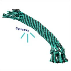 Frisco Flat Teal & Gray Braided Rope Squeaky Fetch Dog Toy -Dog Supplies Sale 242127 PT2. AC SS1800 V1695748438