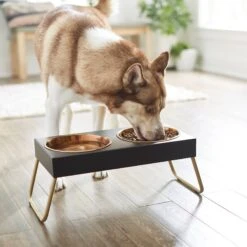 Frisco Copper Stainless Steel Elevated Foldable Double Dog & Cat Bowls -Dog Supplies Sale 253060 PT2. AC SS1800 V1616594243