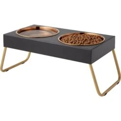 Frisco Copper Stainless Steel Elevated Foldable Double Dog & Cat Bowls -Dog Supplies Sale 253060 PT3. AC SS1800 V1616594251