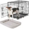 Frisco Fold & Carry Double Door Collapsible Wire Dog Crate & Frisco Gray Basket Weave Dog Crate Mat -Dog Supplies Sale 255477 MAIN. AC SS1800 V1604096520