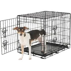 Frisco Fold & Carry Double Door Collapsible Wire Dog Crate & Frisco Gray Basket Weave Dog Crate Mat -Dog Supplies Sale 255477 PT2. AC SS1800 V1604096794