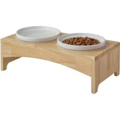 Frisco Ceramic Dog & Cat Double Diner With Elevated Wood Stand -Dog Supplies Sale 256052 PT4. AC SS1800 V1615311799