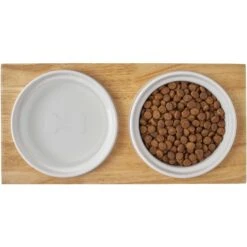 Frisco Ceramic Dog & Cat Double Diner With Elevated Wood Stand -Dog Supplies Sale 256052 PT6. AC SS1800 V1615311469