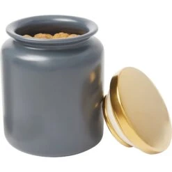 Frisco Modern Gold Rim Ceramic Treat Jar -Dog Supplies Sale 270190 PT6. AC SS1800 V1627669999