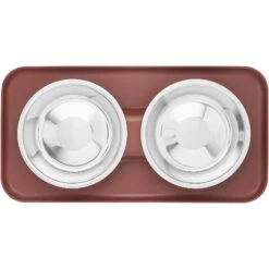 Frisco Silicone Stainless Steel Double Diner Dog & Cat Bowl, Brown -Dog Supplies Sale 277551 PT4. AC SS1800 V1627935079