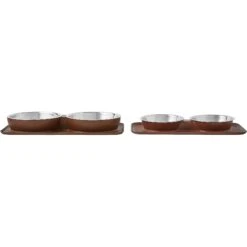 Frisco Silicone Stainless Steel Double Diner Dog & Cat Bowl, Brown -Dog Supplies Sale 277551 PT5. AC SS1800 V1627936139