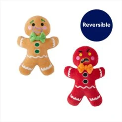 Frisco Holiday Naughty Or Nice Gingerbread Man Reversible Plush Squeaky Dog Toy -Dog Supplies Sale 287217 PT2. AC SS1800 V1695045721