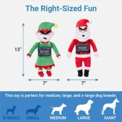 Frisco Holiday Bad Santa & Elf Plush Squeaky Dog Toy -Dog Supplies Sale 287223 PT1. AC SS1800 V1637705015