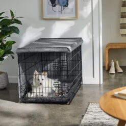 Frisco Faux Linen Dog Crate Cover -Dog Supplies Sale 289630 PT5. AC SS1800 V1644249178