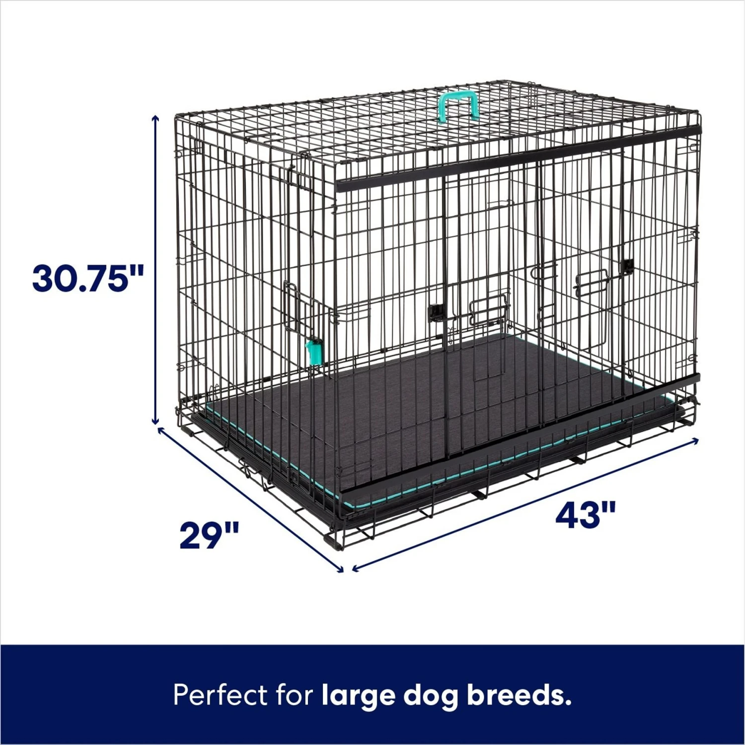 Frisco Heavy Duty Enhanced Lock Sliding Double Door Fold & Carry Wire Dog Crate & Mat Kit 3 Frisco Heavy Duty Enhanced Lock Sliding Double Door Fold & Carry Wire Dog Crate & Mat Kit - Image 2