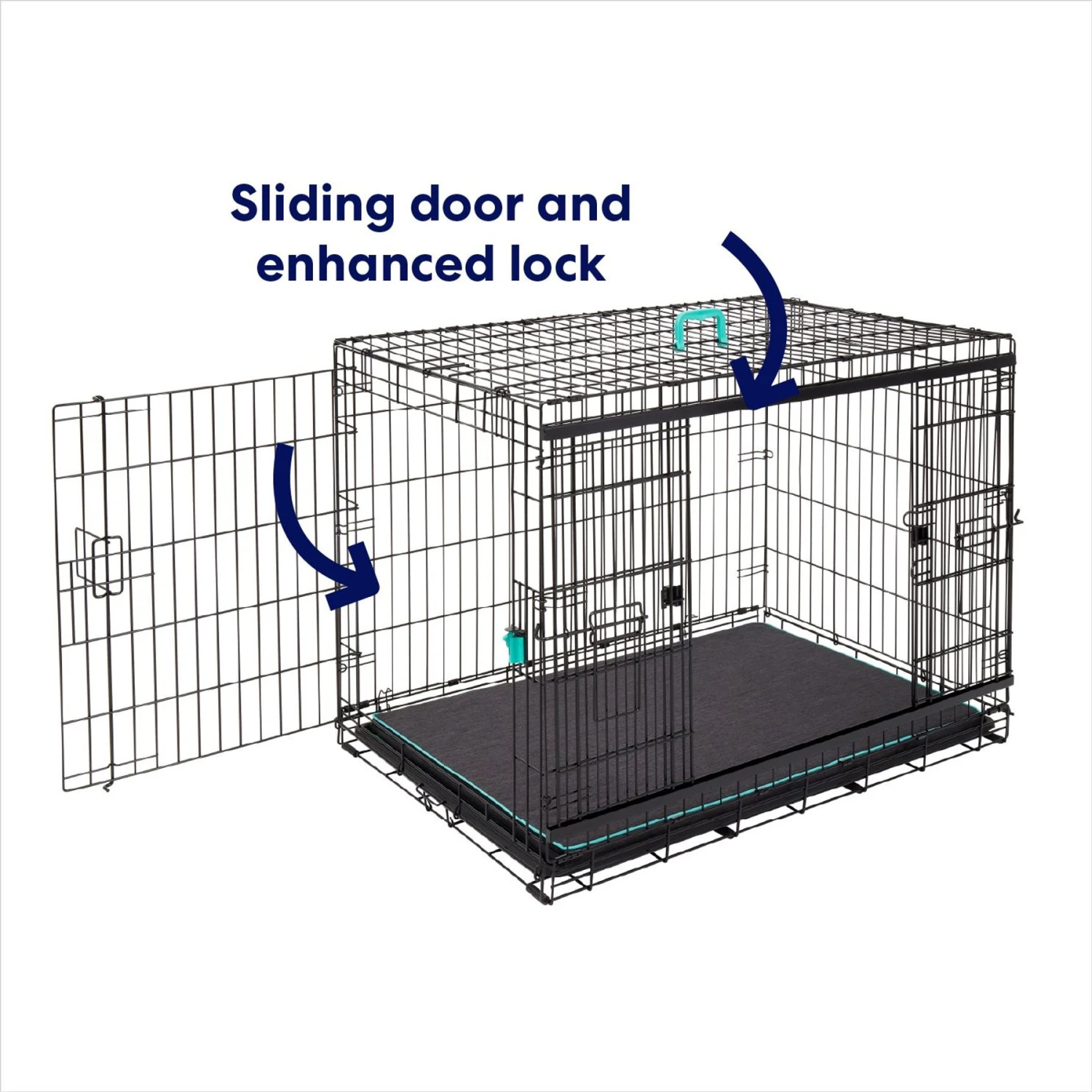 Frisco Heavy Duty Enhanced Lock Sliding Double Door Fold & Carry Wire Dog Crate & Mat Kit 5 Frisco Heavy Duty Enhanced Lock Sliding Double Door Fold & Carry Wire Dog Crate & Mat Kit - Image 4