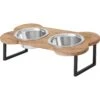 Frisco Premium Wood Elevated Bone Shape Stainless Steel Double Diner Dog & Cat Bowl, 3 Cup -Dog Supplies Sale 331497 MAIN. AC SS1800 V1657656891