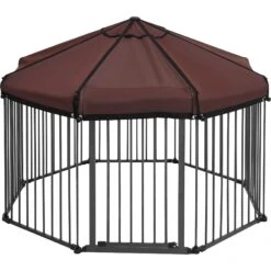 Frisco Outdoor Galvanized Steel 8-Panel Configurable Gate And Playpen With Oxford Roof -Dog Supplies Sale 507086 PT3. AC SS1800 V1666021842