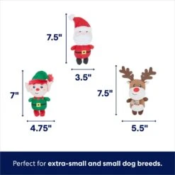Frisco Holiday Santa's Helpers Plush Squeaky Dog Toy, 3 Count & Frisco Holiday Tree Thin Plush Squeaky Dog Toy -Dog Supplies Sale 986222 PT2. AC SS1800 V1698257848