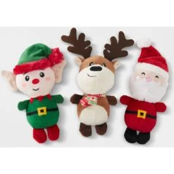 Frisco Holiday Santa's Helpers Plush Squeaky Dog Toy, 3 Count & Frisco Holiday Hot Cocoa Hide & Seek Puzzle Plush Squeaky Dog Toy -Dog Supplies Sale 986230 PT1. AC SS1800 V1698258117